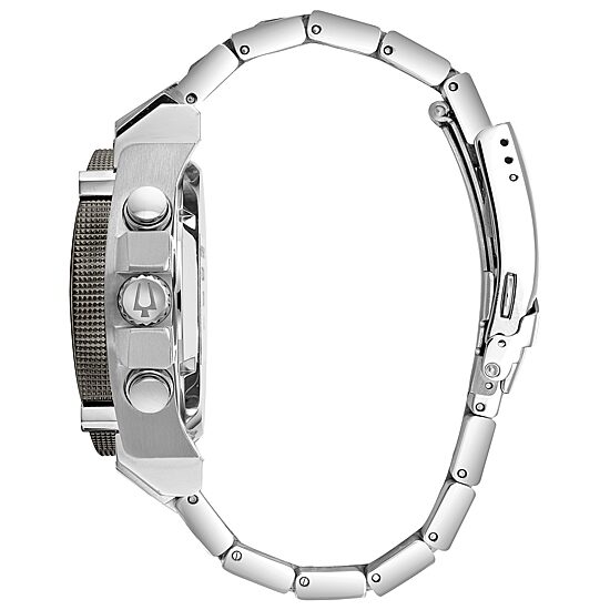 Bulova Precisionist Mens Silver Tone Stainless Steel Bracelet Watch 98b316