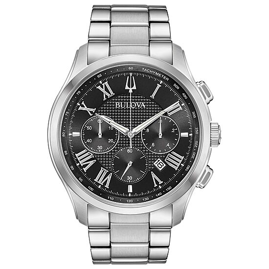 Bulova Wilton Mens Silver Tone Stainless Steel Bracelet Watch 96b288