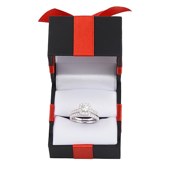 1 CT.T.W. Natural Diamond Cushion Halo Bridal Set in 10K or 14K Gold