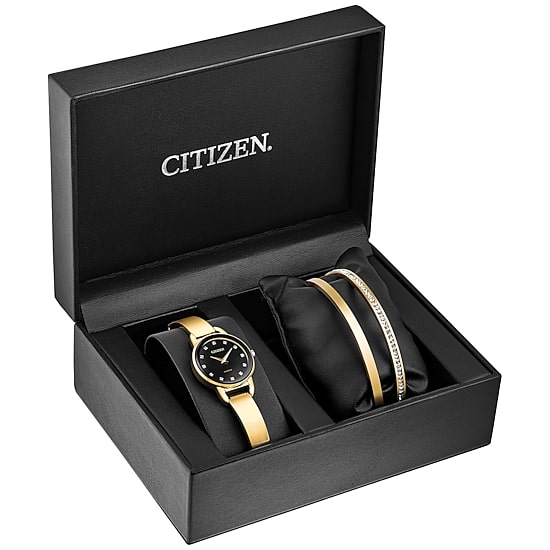 Citizen Womens Gold Tone Stainless Steel Bangle Watch 2 Piece Set -Ez6372-69e