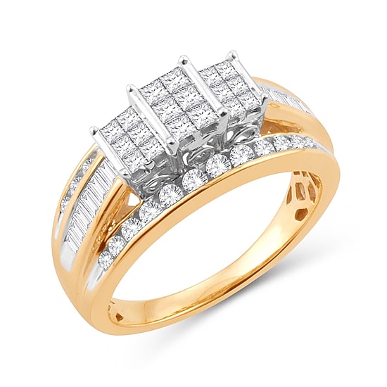 Love Lives Forever 1 CT.T.W. Natural Diamond Side Stone 3-Stone Engagement Ring in 10K or 14K Gold