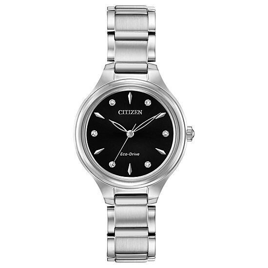 Citizen Corso Womens Diamond Accent Silver Tone Stainless Steel Bracelet Watch Fe2100-51e