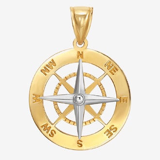 Mens 14K Gold Round Pendant