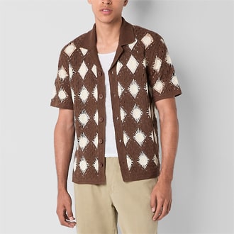 Mens Button-Down Crochet Shirt