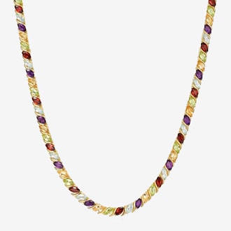 Multi-Stone 18K Gold Tennis Necklaces
