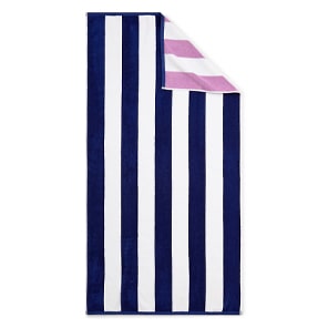navy stripe beach towel