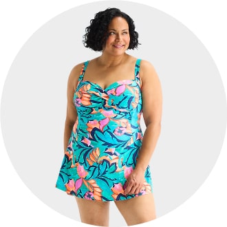jcpenney swim dresses Sonnet Shores Womens Tropical Floral Dress, Color: Botanical Shadow Fabric Description Plus Size Swim Dresses |