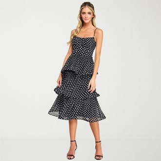 Premier Amour Polka Dot Midi Dress