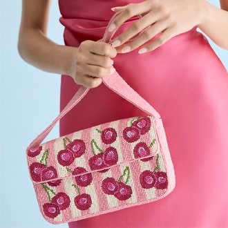 SOL and MER Beaded Cherry Shoulder Bag