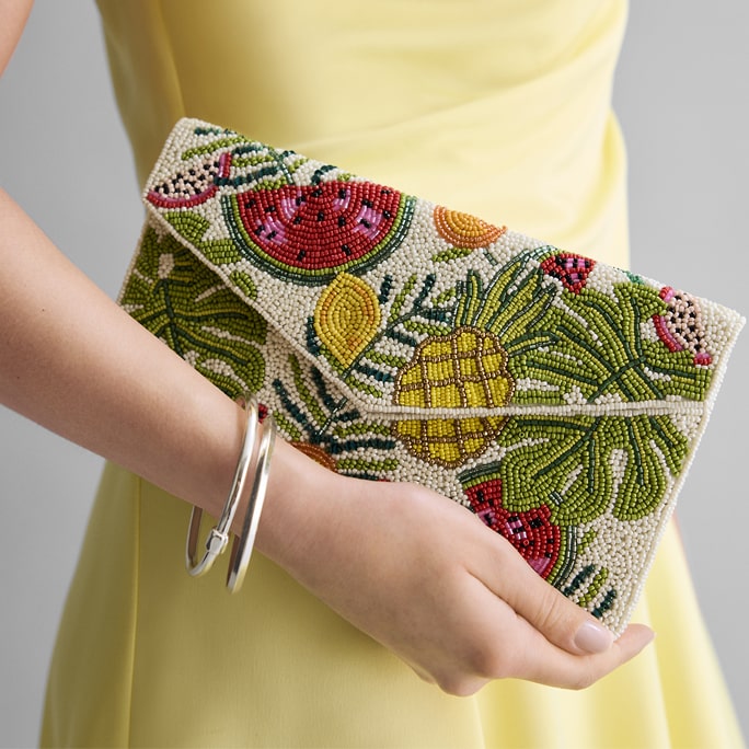 SOL and MER Beaded Fruits Clutch
