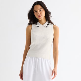 Stylus Womens Sleeveless Polo Sweater