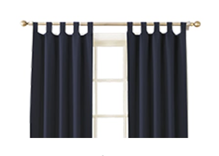 tab top fabric tab top panels feature a series of tabs that allow the curtain rod to slip through