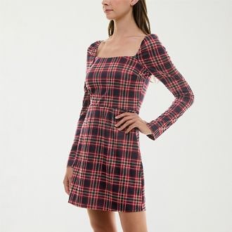 Trixxi Plaid Fit + Flare Dress