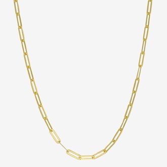 Womens 14K Gold Link Necklace Paperclip