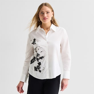 Worthington Embellished Button-Down Shirt